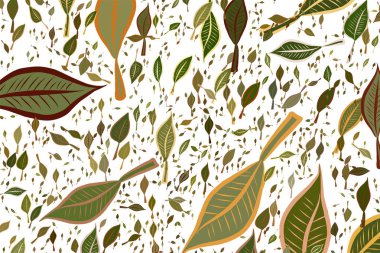 Soyut geometrik yaprakları desen, renkli ve sanatsal f çizimi