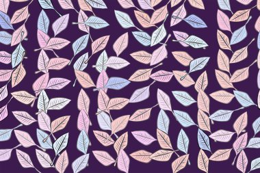 Soyut geometrik yaprakları desen, renkli ve sanatsal f çizimi