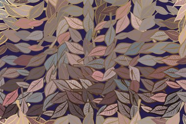 Soyut geometrik yaprakları desen, renkli ve sanatsal f çizimi