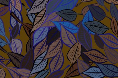 Soyut geometrik yaprakları desen, renkli ve sanatsal f çizimi