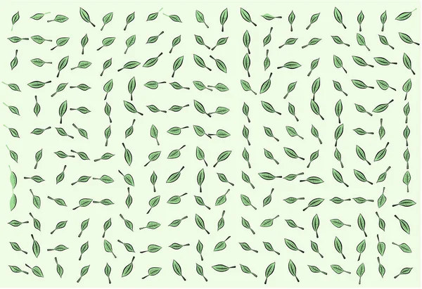 초록 색깔 나뭇잎 그리기 모양 패턴. 세부 정보, 효과, — 스톡 벡터