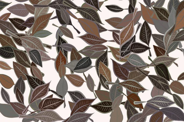 Fondo abstracto con forma de patrón de dibujo de hojas. Surfac — Vector de stock