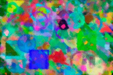 Rasgele daire, kare. Dijital, illüstrasyon, kağıt ve üçgen.