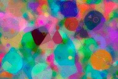 Rasgele daire, kare ve dikdörtgen şekli. Renk, yaratıcı, drawin