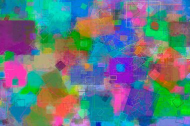 Rasgele kare ve dikdörtgen şekil, web için dijital generatif sanat 