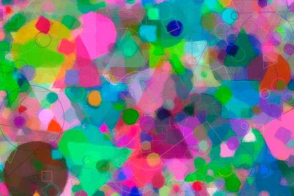 Rasgele daire, kare ve dikdörtgen şekli. Kontur, renk, ayrıntıları 