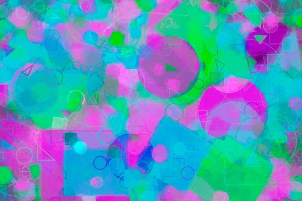 Rasgele daire, kare ve dikdörtgen şekli. Dağınık, çizim, geometr