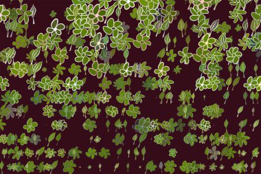 Elle çizilmiş bırakır ve illüstrasyonlar arka plan, iyi g için çiçekler