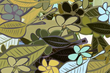 Yapraklar ve çiçekler, kavramsal model soyut resimler. 