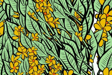 Renk yapraklar ve çiçekler illüstrasyonlar arka plan, elle çizilmiş. Mes