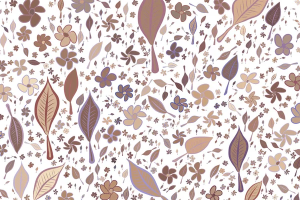 Hojas abstractas y flores ilustraciones patrón de fondo. Conjunto , — Vector de stock