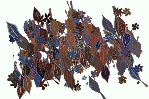 Hojas abstractas y flores ilustraciones patrón de fondo. Styl. — Archivo Imágenes Vectoriales