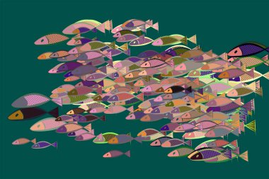 Soyut çizimler balık, kavramsal model. Şekil, depo