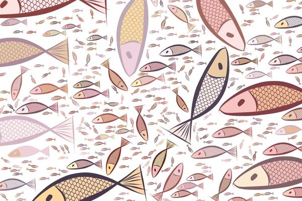 Illustrations de poissons dessinées à la main fond, bon pour le désir graphique — Image vectorielle