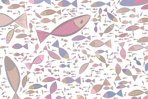 Resumen ilustraciones de peces patrón de fondo. Color, efecto, c — Vector de stock