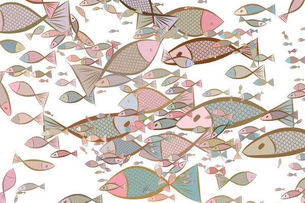 Illustrations de poissons. Sous-marin, design, papier peint & couleur . — Image vectorielle