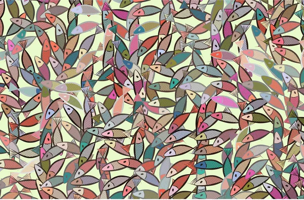 Кольорові рибні ілюстрації фон, намальовані вручну. Подробиці, набір, s — стоковий вектор