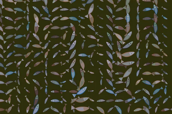 Abstrakte Abbildungen von Fischen, konzeptuelle Muster. Zeichnung, Dezember — Stockvektor