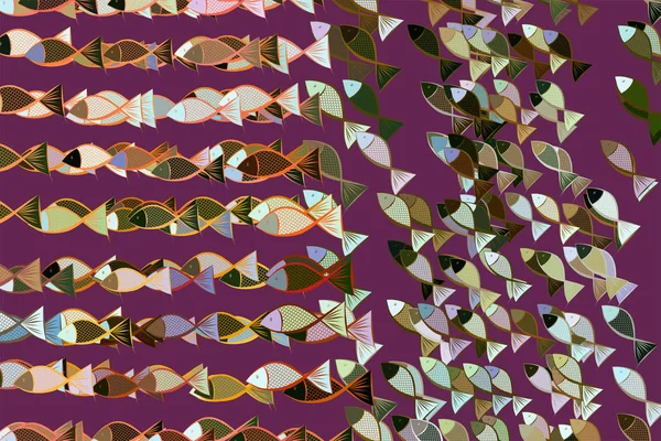 魚、概念的なパターンの抽象的なイラスト。創造的なス — ストックベクタ