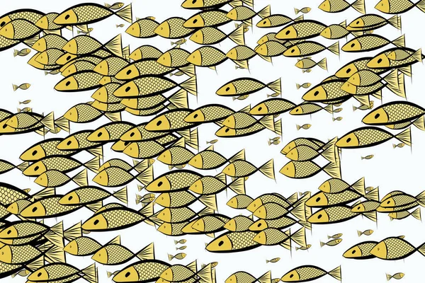 Cor peixe ilustrações fundo, desenhado à mão. Desenho, bagunçado , —  Vetores de Stock