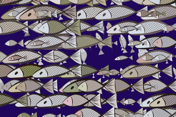 Illustrations de poissons. Concept, dessin animé, océan & style . — Image vectorielle
