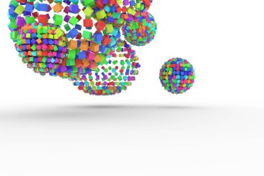 Renkli küre kareler, modern tarzı yumuşak beyaz ve gri ba