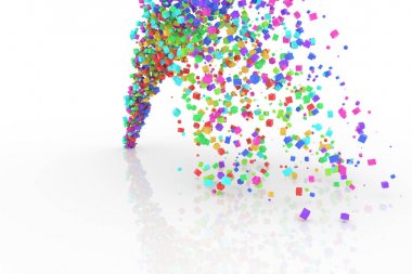 Kat, modern tarzı renkli kare şeklinde kutular akışından demet