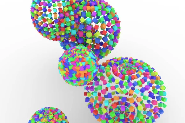 正方形、モダンなスタイルのソフト白・灰色の ba からカラフルな球 — ストック写真