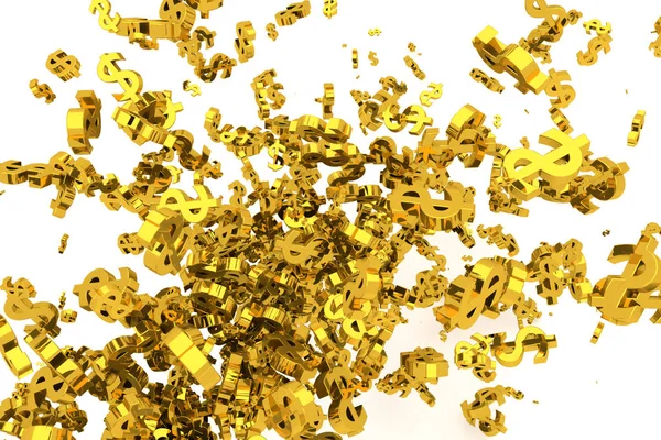 Μάτσο χρυσό ροή χρημάτων ή το σύμβολο του δολαρίου από τον όροφο, σύγχρονο s — Φωτογραφία Αρχείου