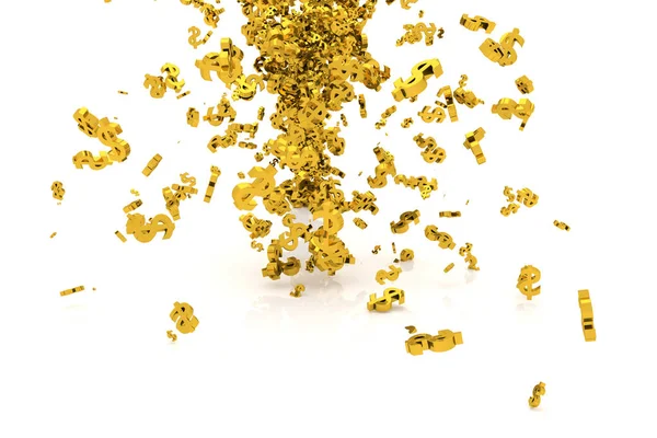 Garść złota przepływu pieniędzy lub znak dolara od podłogi, nowoczesne s — Zdjęcie stockowe