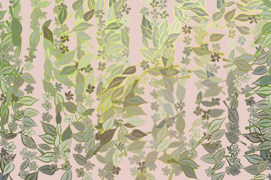 Elle çizilmiş bırakır ve illüstrasyonlar arka plan, iyi g için çiçekler