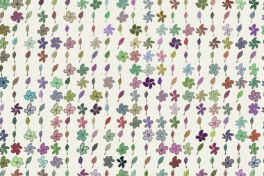 Renk yapraklar ve çiçekler illüstrasyonlar arka plan, elle çizilmiş. Ayarla