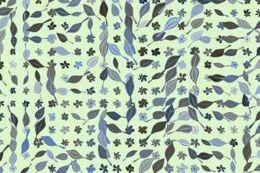 Elle çizilmiş bırakır ve illüstrasyonlar arka plan, iyi g için çiçekler