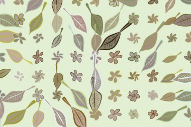 Renk yapraklar ve çiçekler illüstrasyonlar arka plan, elle çizilmiş. CRE