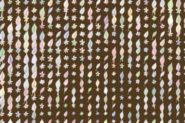 Elle çizilmiş bırakır ve illüstrasyonlar arka plan, iyi g için çiçekler