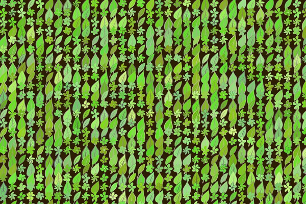 Illustrations de feuilles et de fleurs. Couleur, forme, vert & concept — Image vectorielle