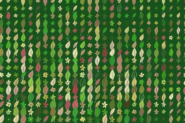 Folhas abstratas & flores ilustrações padrão de fundo. Canv. — Vetor de Stock