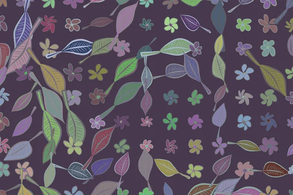 Farbige Blätter & Blumen Illustrationen Hintergrund, handgezeichnet. gre — Stockvektor