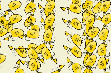 Soyut çizimler para paketleri veya Çantalar, kavramsal. Drawi