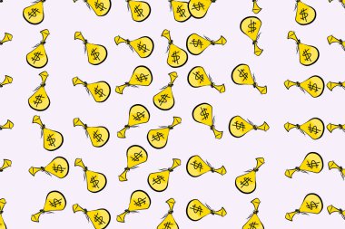 Para paketleri veya çanta çizimleri. Yaratıcı, para birimi, Doları