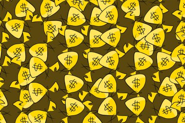 Elle çizilmiş para paketleri veya çanta illüstrasyonlar arka plan, iyi fo