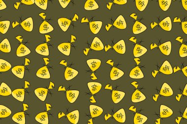 Dekoratif elle çizilmiş para paketleri veya çanta illüstrasyonlar. Etkisi,