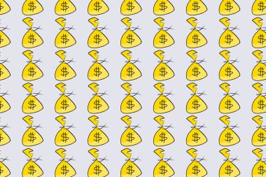 Soyut çizimler para paketleri veya Çantalar, kavramsal. El-