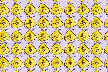 Para paketleri veya çanta çizimleri. Çizim, yığın, küme ve nakit