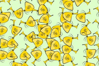 Soyut para paketleri ya da çanta illüstrasyonlar geçmiş. Tuval, l