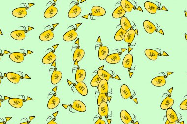 Dekoratif elle çizilmiş para paketleri veya çanta illüstrasyonlar. Dijital