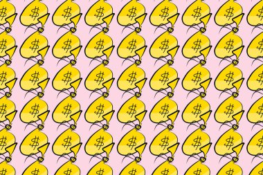 Elle çizilmiş para paketleri veya çanta illüstrasyonlar arka plan, iyi fo