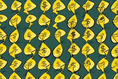 Para paketleri veya çanta illüstrasyonlar arka plan soyut, el 