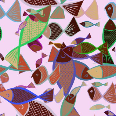 Balık, kavramsal sorunsuz Soyut çizimler. Tekrar ediyorum, sur