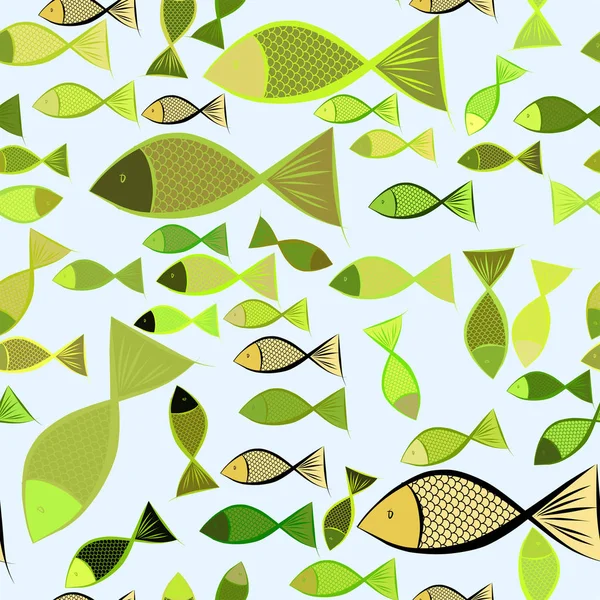 シームレスな手描きの魚イラスト背景良い grap の — ストックベクタ